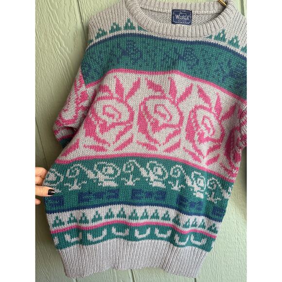 Vintage 80s Woolrich Wool Cottagecore Floral Sweater, Large - Picture 3 of 6
